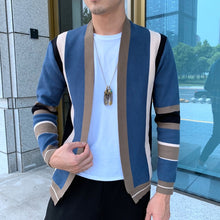 Load image into Gallery viewer, Splicing Contrast Sweater Coat Casual Men Sweatercoat Tricot Cardigan Knitted Sweater Casaco Masculino Hombre Cardigan Sweater